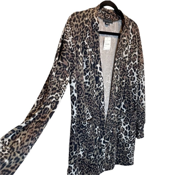 Sanctuary Camp Patch Pocket Knit Cardigan Fearless Feline Leopard Print XS New - Picture 3 of 6